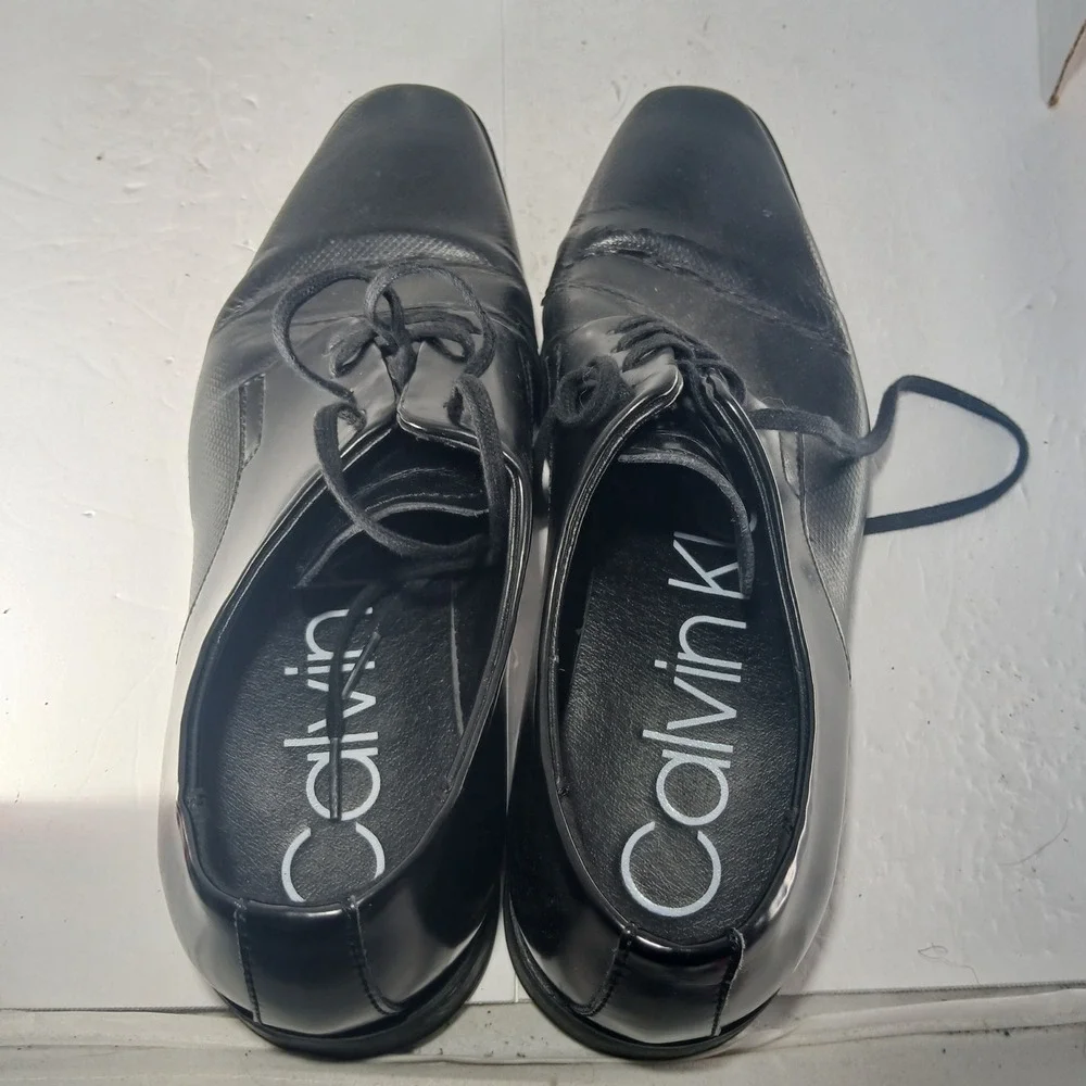 Calvin Klein Ramses Oxford Shoes 8 Black Leather Formal Business Dressy X1623